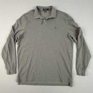Polo Ralph Lauren Shirt Mens Large Gray Long Sleeve Classic Fit Polo Pony‎ Logo